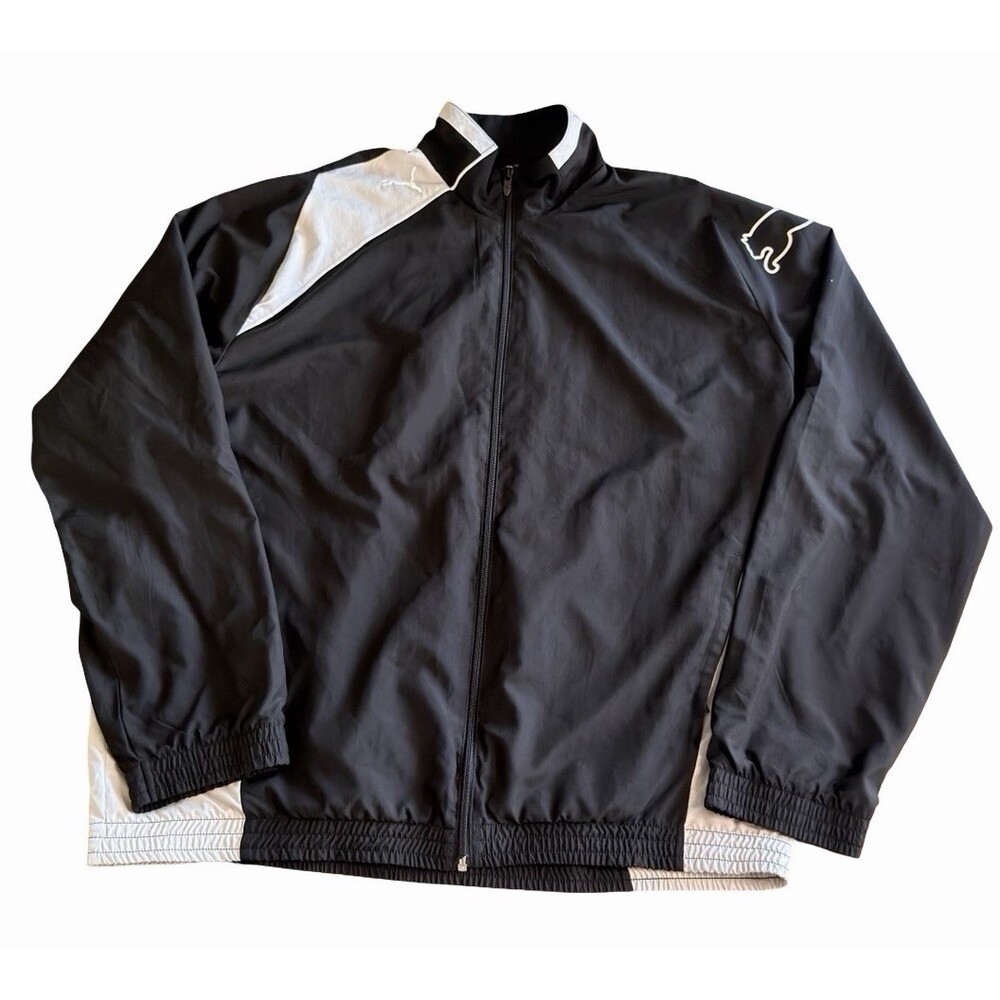 Puma Men’s Track Jacket Size XXL Black White Full Zip Athletic Sport